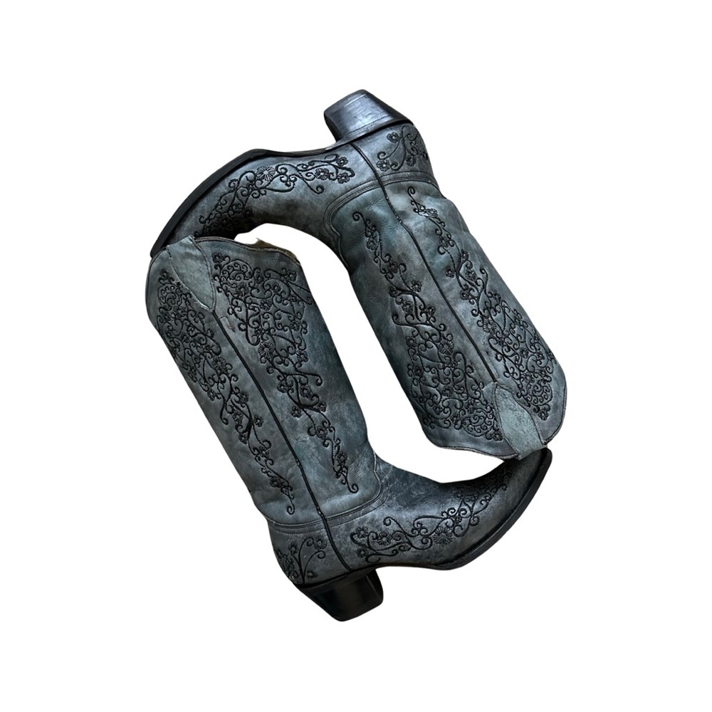 Elegant Gray Embroidered Women's Boots